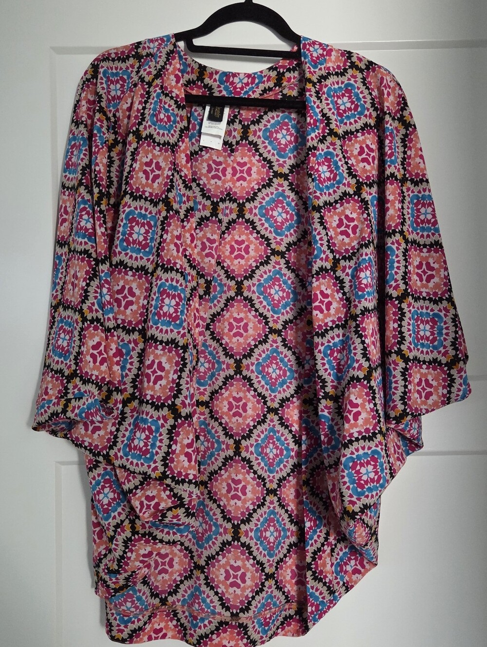 Never Worn Laundry By Shelli Segal SMALL Pink Patterned Open-Front  Kimono